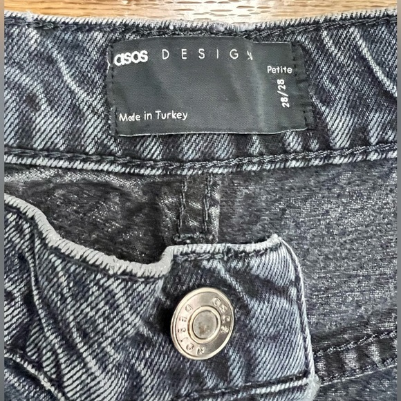 ASOS dark wash button fly petite straight cut denim jeans 28 waist - Picture 3 of 8